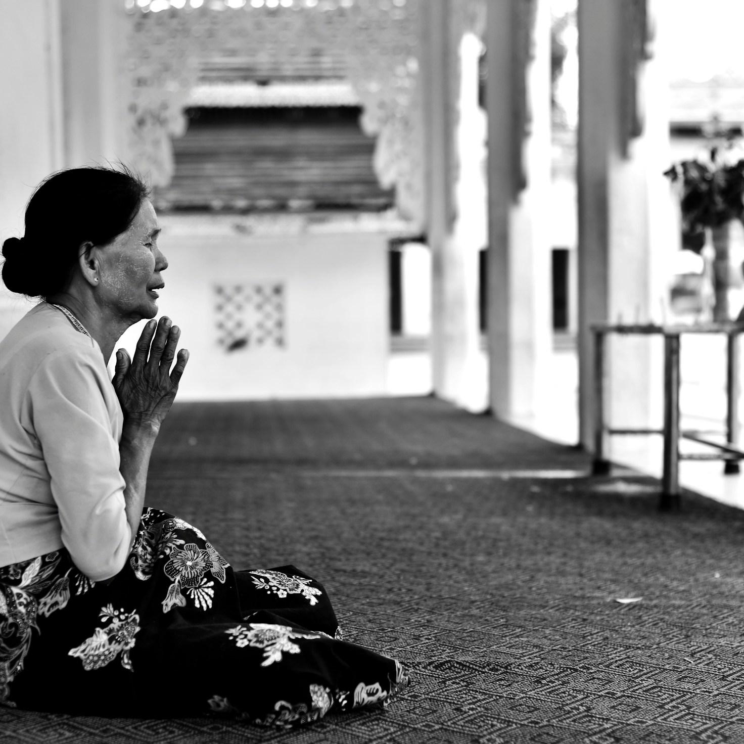 Meditation practice space with cushions arranged in circle
